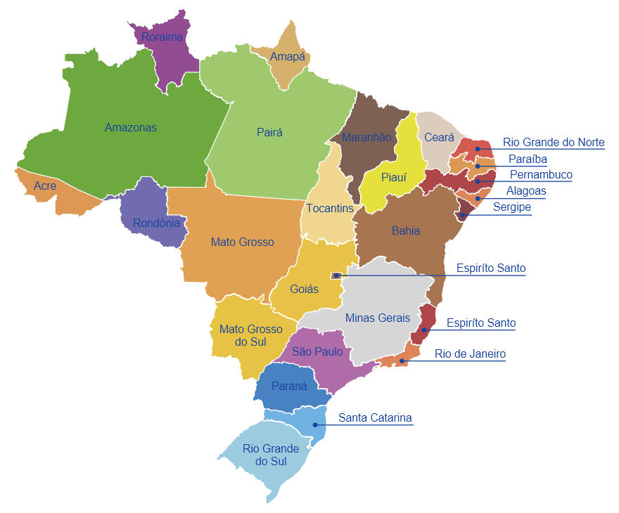 Compras no Brasil em mapa